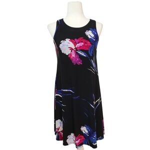Lauren Ralph Lauren Black Floral Shift‎ Career Work Wear Romantic Midi Dress